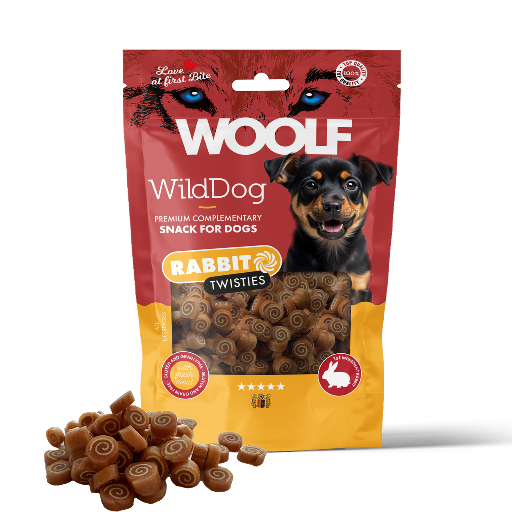 WOOLF WILDDOG RABBIT & COD TWISTIES 100G